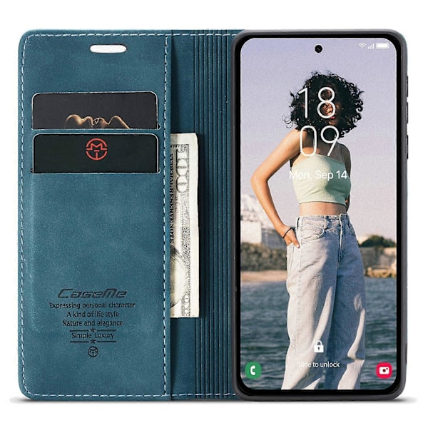 CASEME 013-serien för Samsung Galaxy A55 5G Fodral PU Läder Ställ Visning Business Telefonskal [HK] Style A Multicolor