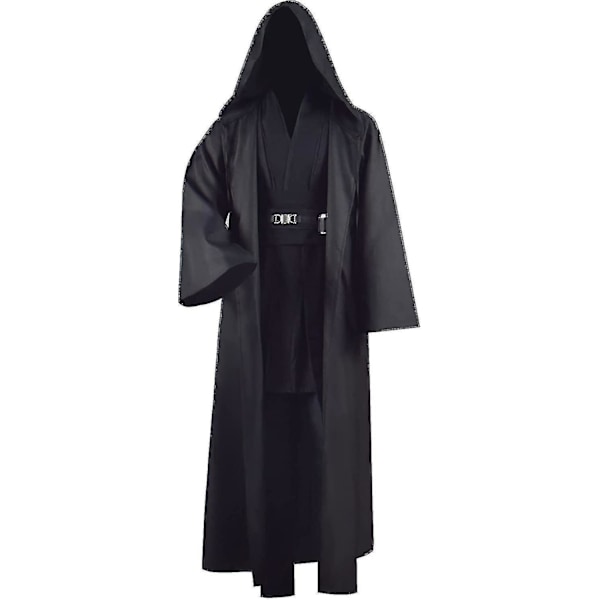 Högkvalitativ vuxen tunika kostym för Jedi-outfit Skywalker Halloween-kostym huvad kappa mantel komplett set uniform tre versioner [HK] Black 2XL