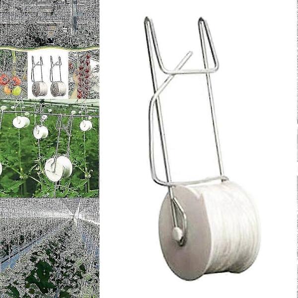 Tomatstøttekroge med 15m snor - 6 stk., espalierrullekroge til tomatplanter i drivhus [HK]
