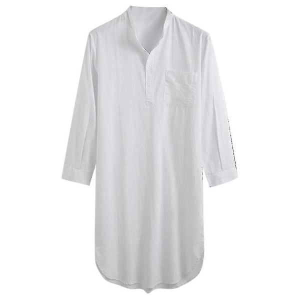 Sovskjorta Bomulls Nattskjorta För Män -T[HK] XL White