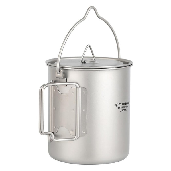 TOMSHOO Titaanikattila 750ml Ultralight Kannettava Ripustettava Kattila Kannella ja Taitettavilla Kahvoilla Ulkoilukamera[HK] 750ml pot