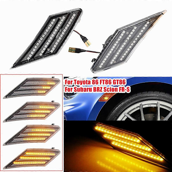 2x LED Dynamisk Blinklys billys For Toyota 86 FT86 GT86 Side Markør Indikator Sekvensiell Lampe For Scion FR-S For Subaru BRZ[HK] Dynamic Crystal