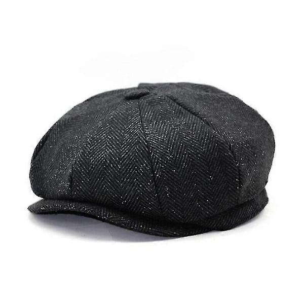 Herr Flat Hatt Newsboy Keps Tweed Cabbie Peaky Blinders Baker Boy Hatt [HK] Black Grey