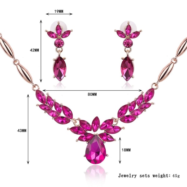 Kvinder smykker sæt Gorgeous Faux Gemstone Leaf Pendant halskæde Stud øreringe