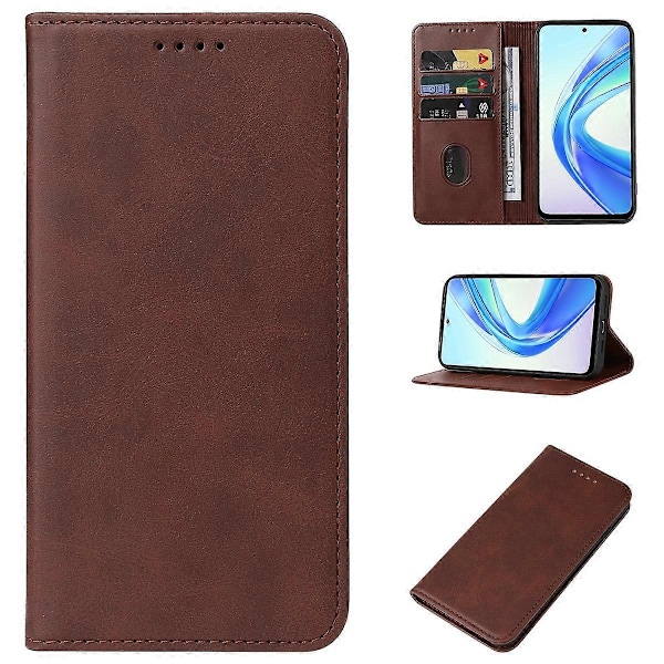 Magneettinen nahkakotelo Honor X7b[HK]:lle Brown