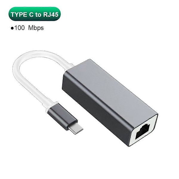 USB Ethernet-adapter Typ C USB till RJ45 Lan-port 100 Mbps Nätverkskort för PC Laptop Plug and Play[HK]