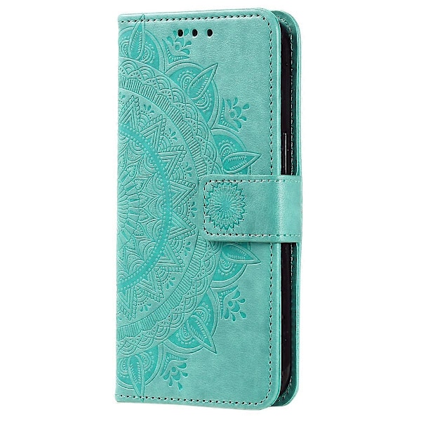 Til Samsung Galaxy A35 5G Wallet Case Mandala Mønster Blomst PU Læder Telefon Cover[HK] Green