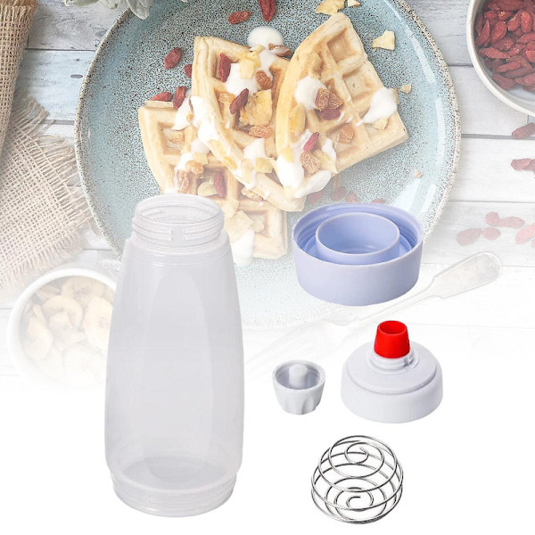 Pannkakssmetdispenser Smetblandare Flaska Lättgrepp Smet Shaker Flaska Hand Smetdispenser För Pannkakor, Matlagning[HK] White 27.5cmx9.5cm