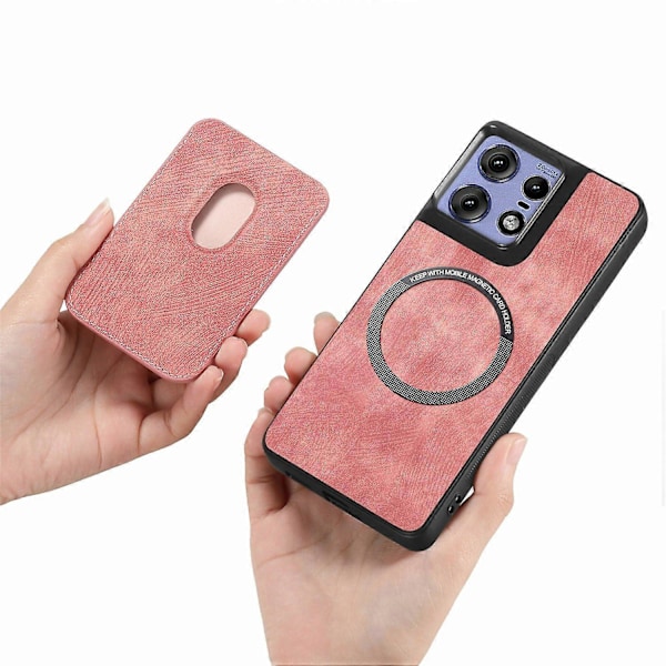 Motorola Edge 50 Pro 5G -puhelimen suojakuori nahka+TPU retro-tyylinen irrotettavalla korttipaikalla - Vihreä[HK] Pink Multicolor