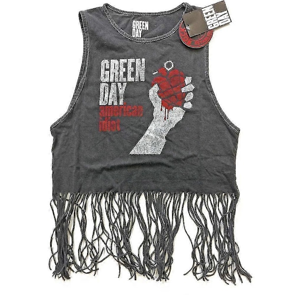 Ale Green Day Naisten T-paita Liivi: American Idiot Vintage (hapsut)[HK] Grey Large
