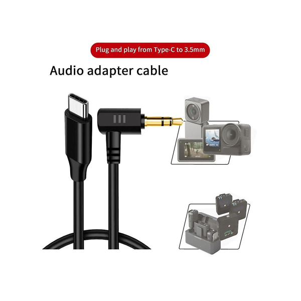 För Action 4/3/2 Type-c till 3,5 mm Plug And Play Multifunktionell bärbar ljudadapterkabel ([HK])
