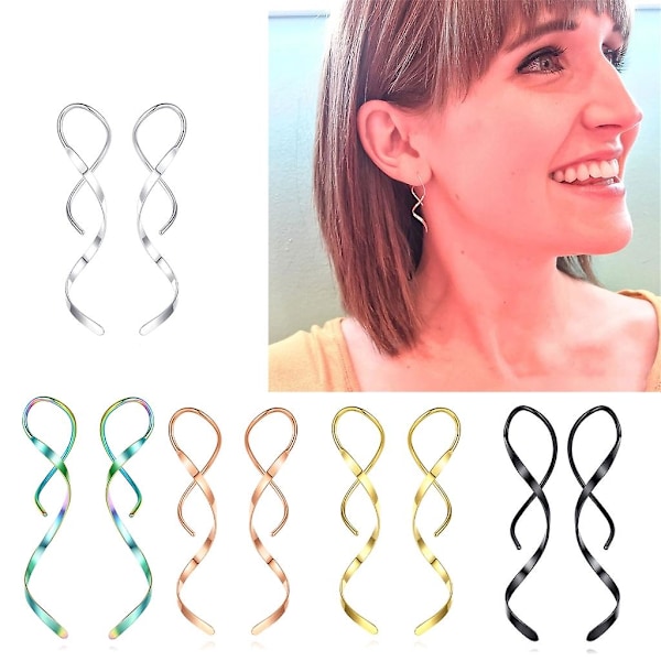 Spiral Tassel Øreringe Lange Øreringe Spiral Øre Line Spiral Øreringe[HK] Gold