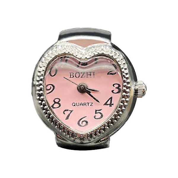 Hjerteformet Ringur til Kvinder Mænd Analog Quartz Ur Arabiske Tal Skive [HK] Pink