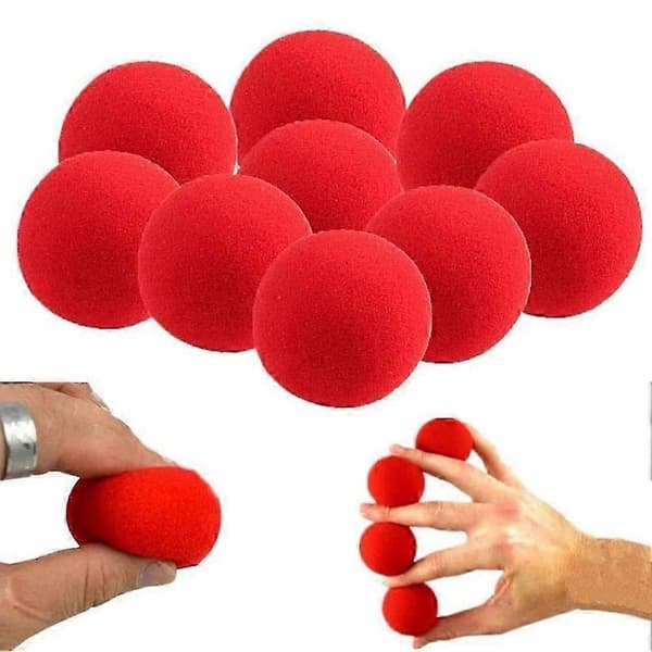Röda Magiska Svampbollar Set 10st 2.5 3.5 4.5cm för Fingerfärdighetsträning[HK] 3.5cm 10pcs