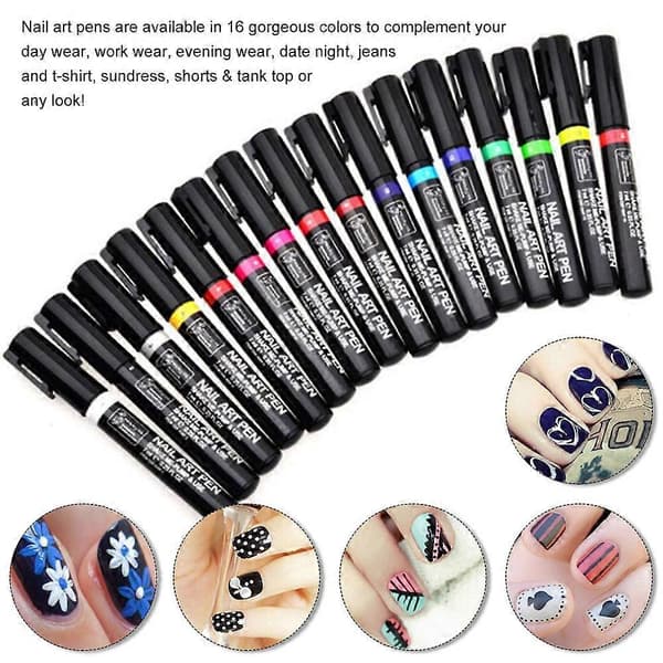 16 st Nagelkonst Pennset 3D Nagellack Penna Nagelkonst DIY Lack Penna[HK]