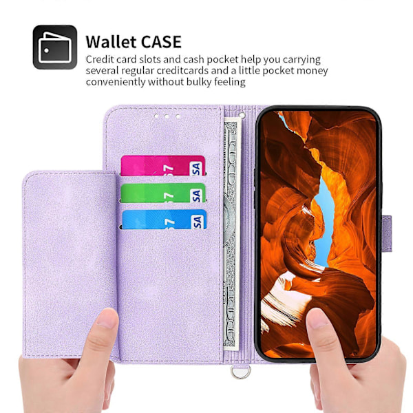 Xiaomi Redmi Note 13 5G/Note 13 5G (Kiina) Nahkainen puhelinkotelo 2 hihnalla[HK] Light Purple