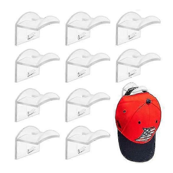 10-pack självhäftande hattkrokar för väggmontering, ingen borrning, hatthylla [HK] white