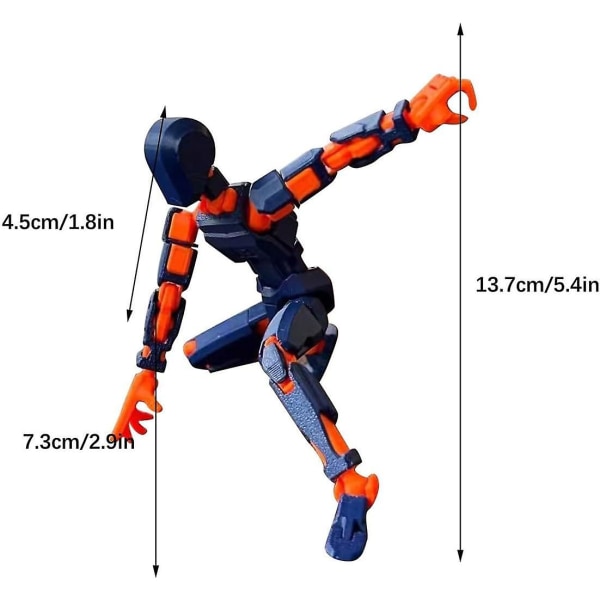 T13 Action Figure, Titan 13 Action Figure med 4 typer av vapen och 3 typer av händer, T13 3D Printed Multi-Jointed Action Figure[HK] Orange-Blue