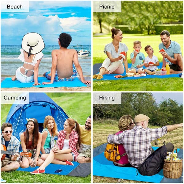XXL Multifunktionel Strandmåtte / Picnictæppe - Blå / Grå (20[HK]