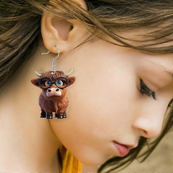 Øreringe Søde Ko Dyre Dråbeøreringe Gårdsdyr Dingle Krogøreringe Ko Smykker Dyreøreringe Ko Gårdsdyr Dingle Krog [HK] earrings 1