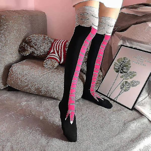 2 par kyllingfotsokker Nyhet Morsomme Galskap Kyllingbensokker Kalkunsokker Morsomme Gaver Til Fest [HK] Black red claw mid-calf