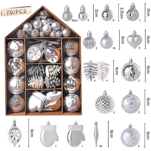 70 st/ask  Klotprydnadsset Julgran Hängande Smycken Hem Nyårsgåvor Dekorationstillbehör 2023 Navidad Noel[HK] 70pcs style D Other