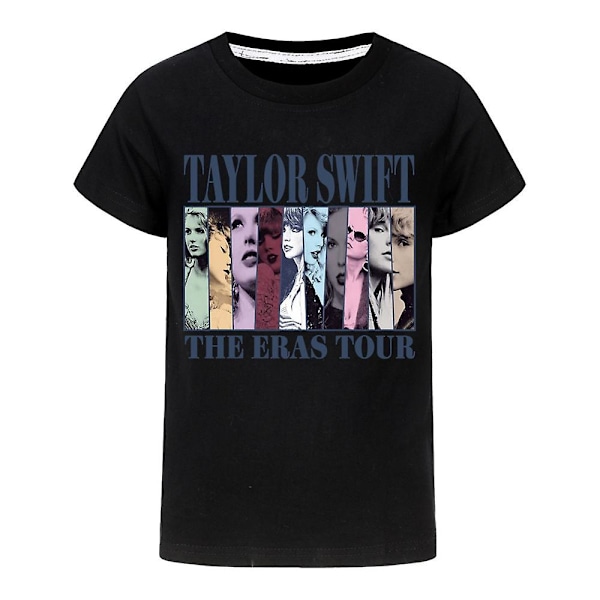 9-16-vuotiaat pojat ja tytöt Taylor Swift The Eras Tour T-paita painettu lyhythihainen pyöreä kaula-aukko Tee Tops Swiftie-fanien konserttilahjat [HK] Black 11-12 Years