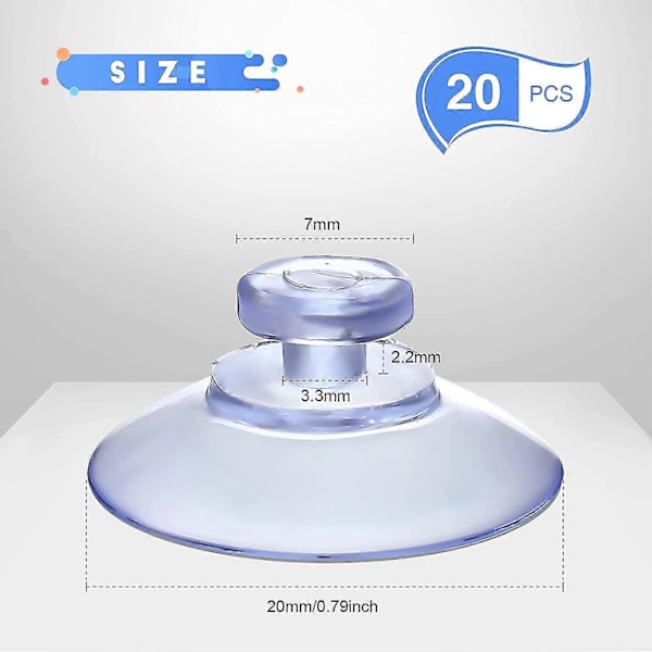 20 Stykker Sugekopper 20 Mm Plast Sugeputer Uten Kroker For Utendørs[HK] default