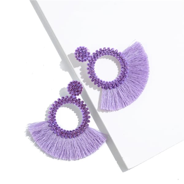 Boho Damehalskjeder Håndlagde Kreative Statement-smykker Purple
