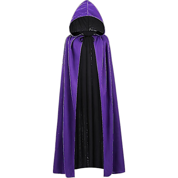 Vendbar Kappe til Børn og Voksne, Påske Halloween Jul Kappe Kostume Vampyr Hexe Troldmand Rollespil Kappe[HK] Black Purple 150cm