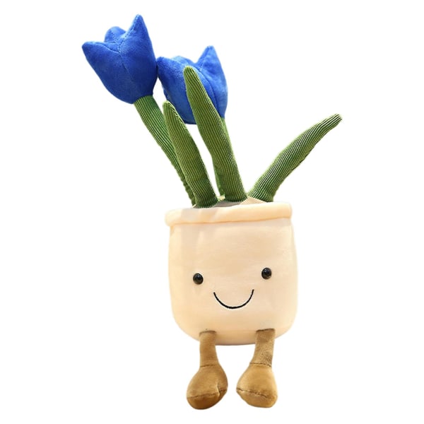 Plysj utstoppede leker Vrious sukkulentplanter i potte for barn Gave Blomster Tulipan Kaktus Bokhylle Pute dekorasjon[HK] Tulips Blue