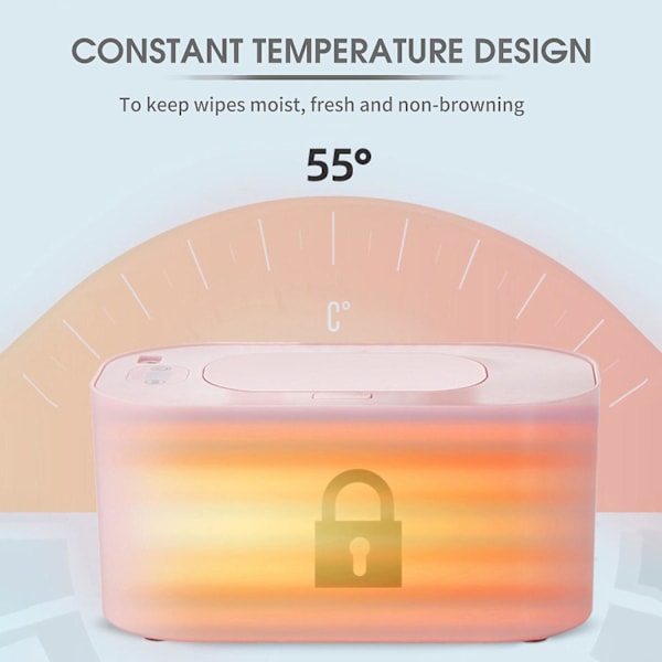 USB Baby Vådservietvarmer 3 Temperaturindstillinger Ble Vådservietvarmer 10W Konstant Temperatur Stor Kapacitet [HK] Pink