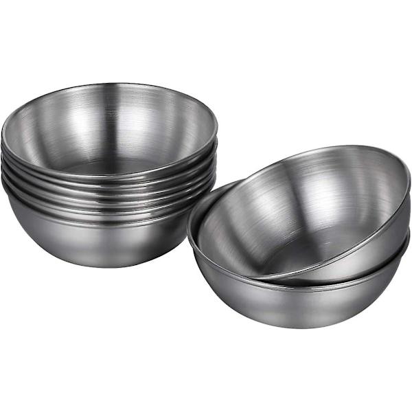 HK 4 stk. runde skåle i rustfrit stål til husholdningskrydderier (guld) (4-D-W) silver 8 pieces