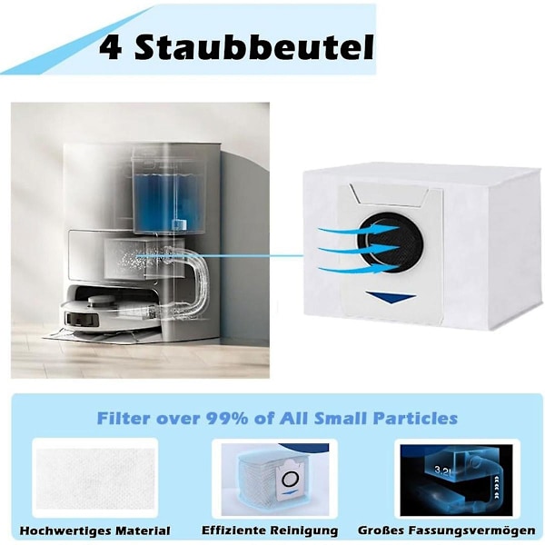 For Deebot T20 OMNI, T20e OMNI robotstøvsuger Hovedsidebørste HEPA-filtre støvposer moppklut[HkkK] As Shown