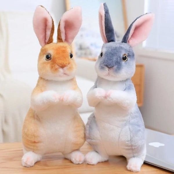 Livaktig kanin plysj utstoppet dyr realistisk kanin plushie kaninleke gaver til barn kawaii dukke for barn julegaver[HK] sitting black 24cm