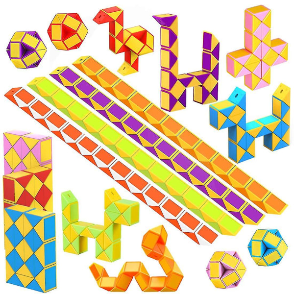 Festveskefyll for barn - 20-pakning 24 blokker Magic Snake Cube Fidget-leker, Party favoriserer leker for barn, festutstyr[HK]