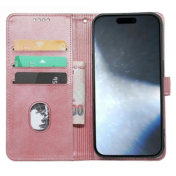 For iPhone 16 Deksel Kalveskinn Tekstur Lær Stativ Bokstil Telefondeksel[HK] Style E Multicolor