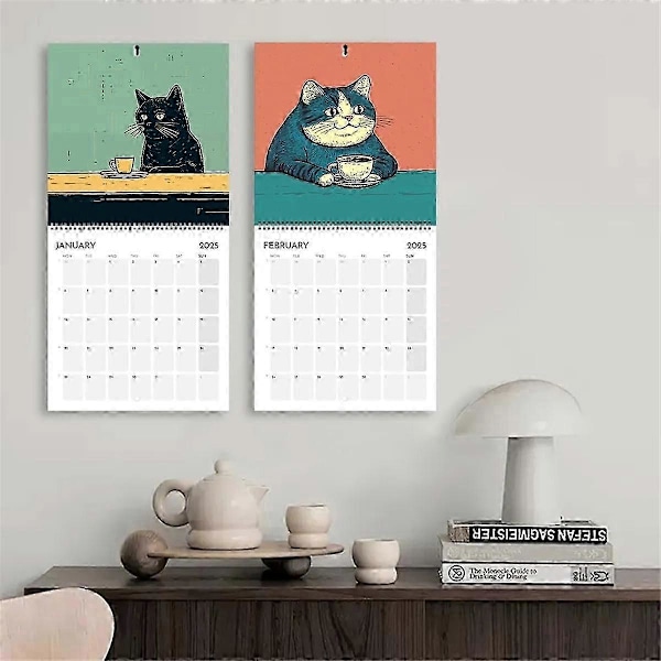 \"2025 Kattekalender - Katter med Kaffe 2025 Kattekalender for Hjemmekalender\"[HK] As Shown