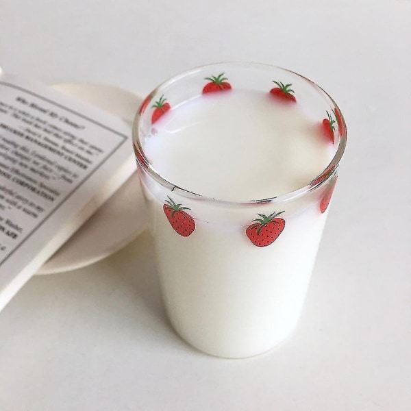 300 ml 10 oz High Borosilicate Nana Cute Strawberry Vand Mælk Drikkeglas kop med strå-1 kop uden sugerør[HK]