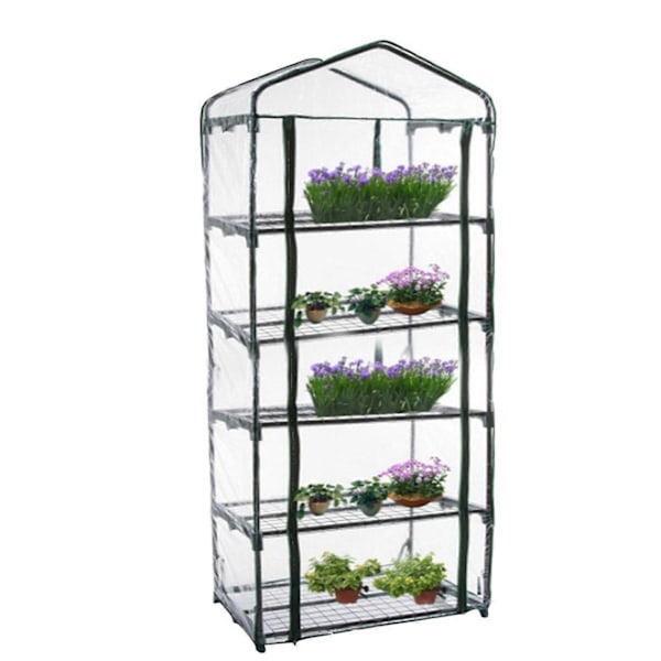 JIKAIX Drivhusdeksel Transparent Enkel Montering PVC Rulleglidelås Design Drivhus Plantedeksel for Hage[HK] 5-Layers