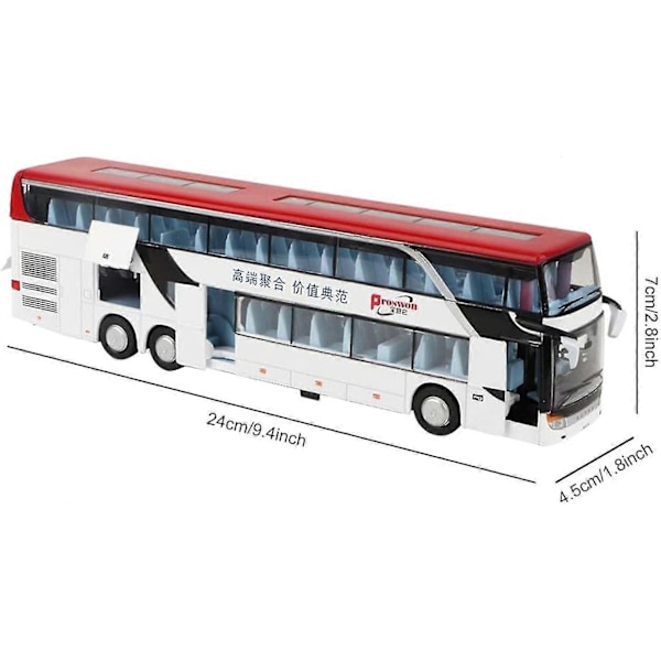 Mini dobbeltdækkerbus modellegetøj til børn med lys og musik (hvid)[HK]