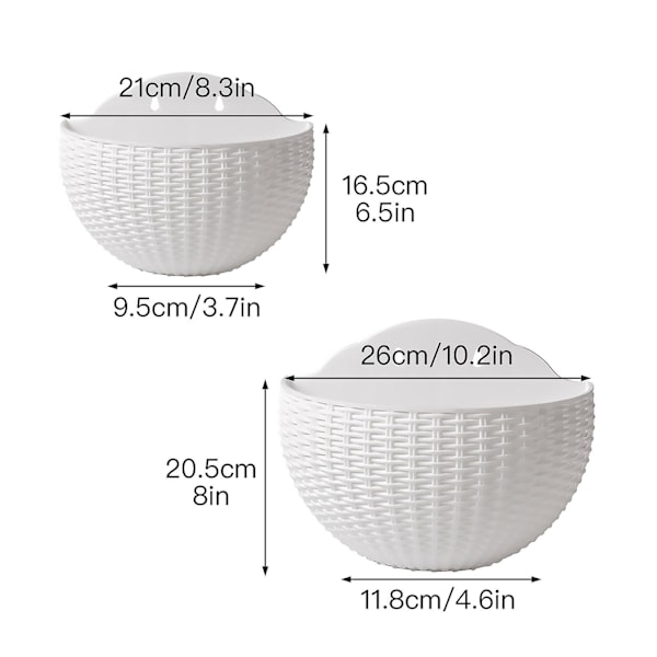 Seinälle kiinnitettävä kukkaruukku Kukkaruukku Lahja Parveke Puolipyöreä Sisä- ja ulkokäyttöön Koti Sisustus Riippuva Eurooppalainen Tyyli Maljakko[HkkK] Silver gray small  size