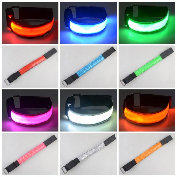 Oppladingsbar Reflex - LED Armband / Reflexband som Lyser White[HK] White Vit