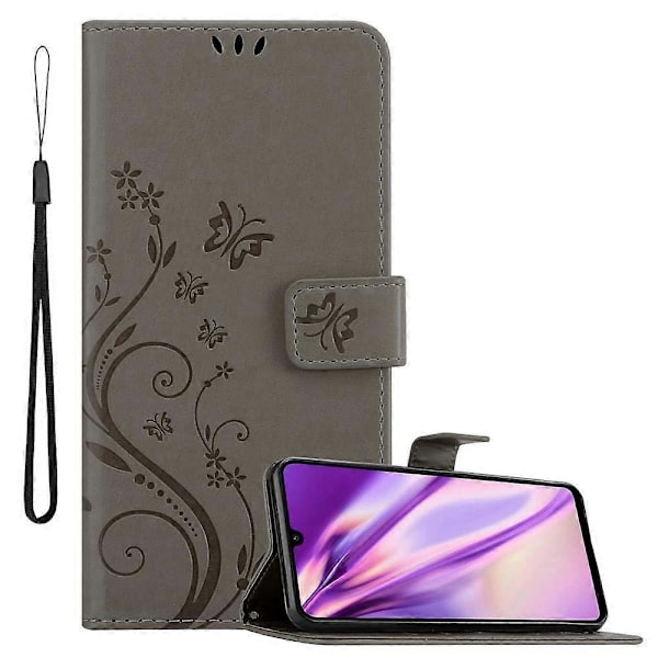 P30 LITE Skyddsfodral Skal - med blommönster och kortfack [HK] P30 LITE FLORAL GREY