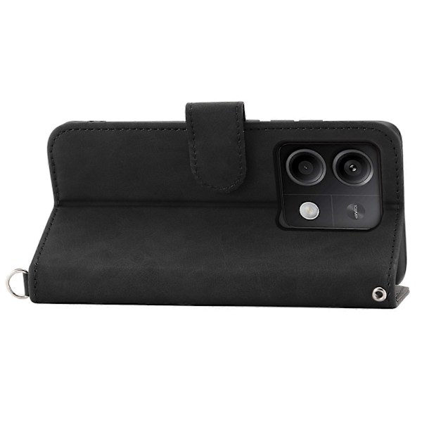 Läderfodral med 2 remmar för Xiaomi Redmi Note 13 5G/Note 13 5G (Kina) [HK] Black