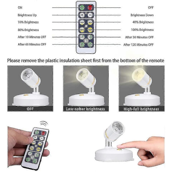 Trådløse Spotlights Batteridrevne Billedlamper Mini Accent Lamper Indendørs Dæmpbar Led Spotlight[HK]