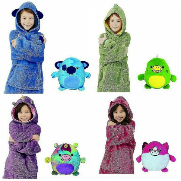 Filt Sweatshirt Huggle Pets Hoodie Plysch filt Mjuk varm barnrockskudde[HK] Purple