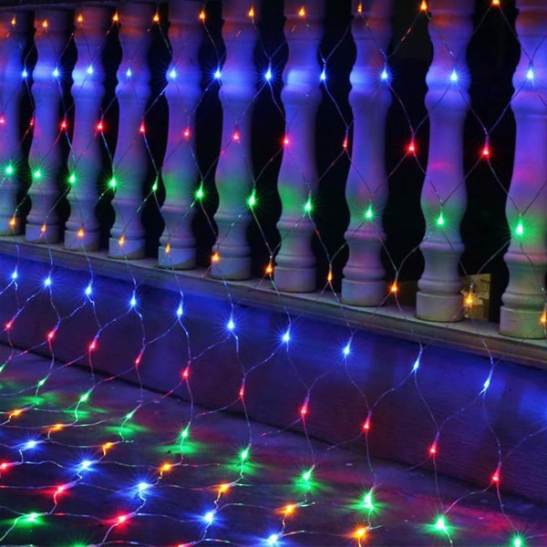 1,5m*1,5m LED-slingor dekorativa ljusnät för bröllop Trädgårdsdekoration[hk] Multicolor