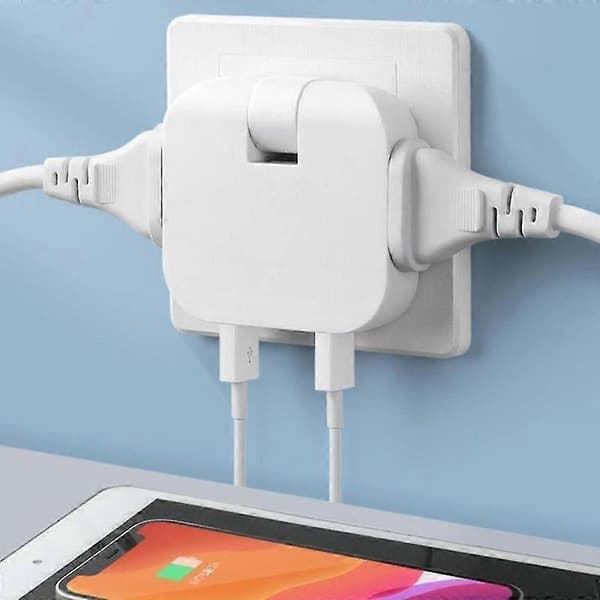 Platt Stiftkontakt med USB-laddningsportar Multifunktioner[HK] Blue