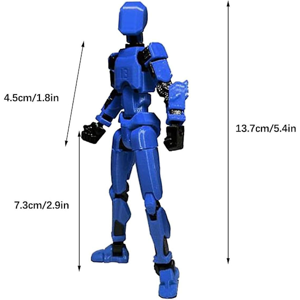 T13 Actionfigur, Titan 13 Actionfigur med 4 typer av vapen och 3 typer av händer, T13 3D-utskriven multiledsad Actionfigur[HK] Blue-Black